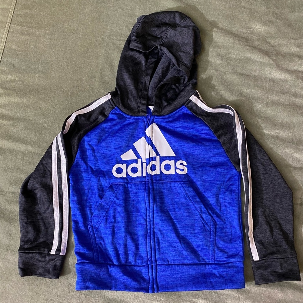 Adidas jacket sweatshirt sweater hooded pockets Sz 4T   Z-15